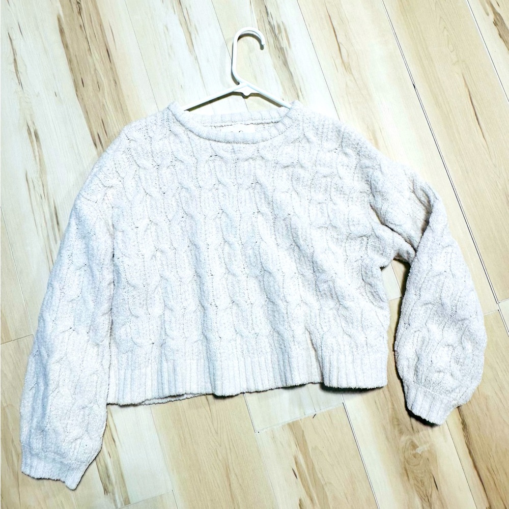 Jessica Simpson Cream cropped Cable Knit Sweater A120
